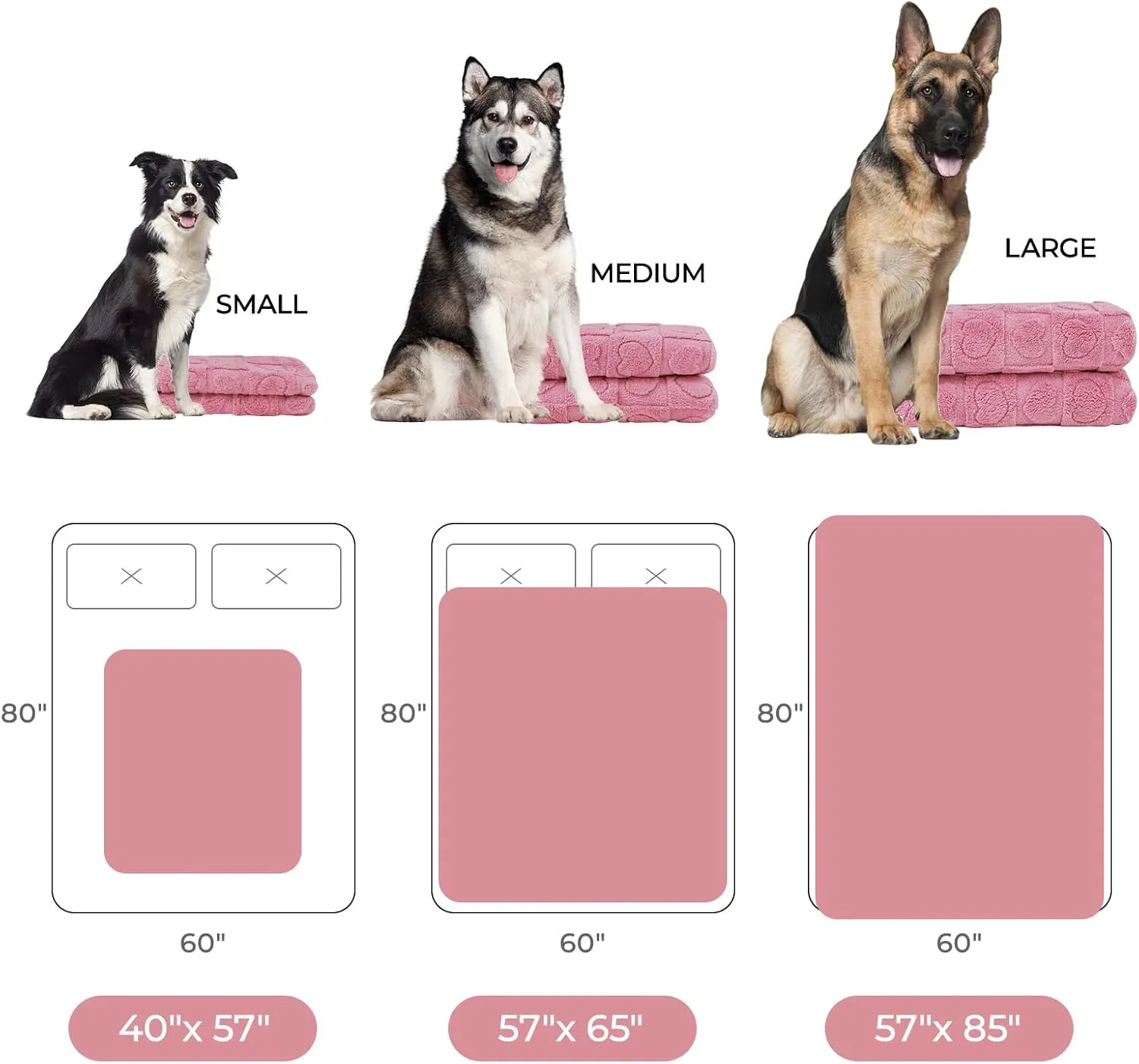 Luciphia Waterproof Blanket for Large Dogs Washable Pet Bed Cover Soft Fluffy Puppy Couch Protector with Premium Fleece Cozy Calming Cat Blankets for Indoor Cats Pink 57x40 inch