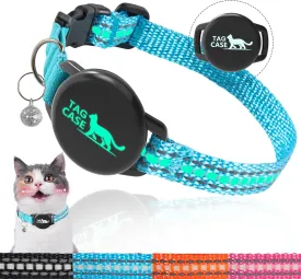 Luminous Airtag Cat Collar,PROFAVO Apple Air Tag Cat Collar with Airtag Holder,Reflective Cat GPS Tracker Collar for Girl Boy Small Cats,Kittens,and Puppies (with Bell)
