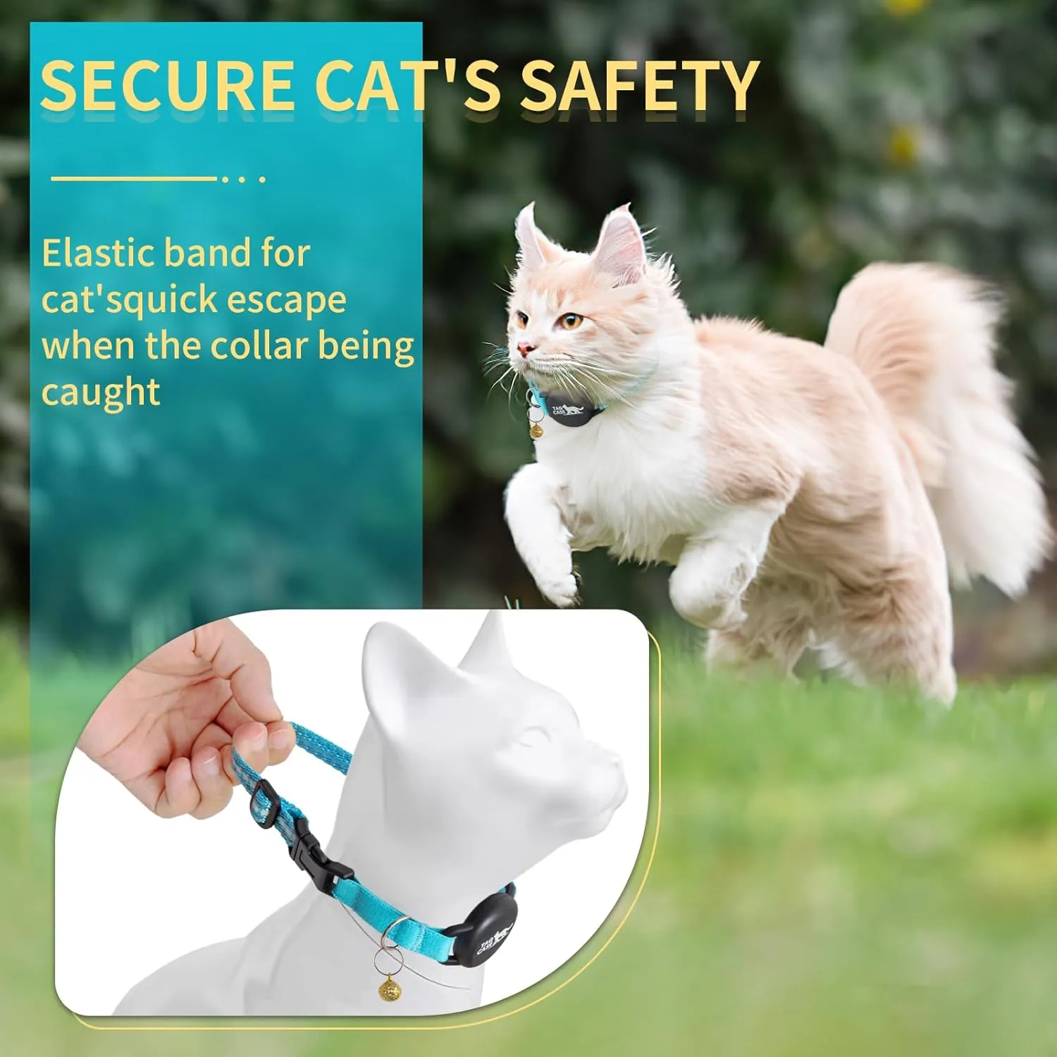 Luminous Airtag Cat Collar,PROFAVO Apple Air Tag Cat Collar with Airtag Holder,Reflective Cat GPS Tracker Collar for Girl Boy Small Cats,Kittens,and Puppies (with Bell)