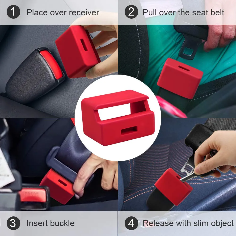 Morlike Silicone Seatbelt Secure Buckle Safety Cover Lock | Keep Children Safe in Car Seat and Prevent Kids from Accidentally Unbuckling | Buckle Guard Fits Almost Vehicles(RED, 1 Pack)