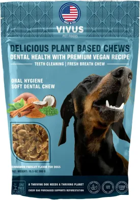 Nautral Vegan Dental Chews for Dogs - Cinnamon Parsley Flavor to Help Clean Teeth & Freshen Breath - Dental Dog Treats with Natural Ingredients for All Breeds and Sizes, 10.5 Oz