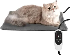 NICREW Cat Heating Pad, Temperature Adjustable Heated Cat Bed with Auto Shut Off Timer, Indoor Pet Heated Bed Mat for Cats and Dogs, 17.7 x 15.7 Inches