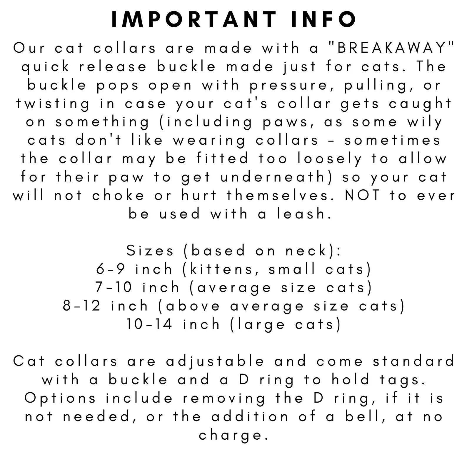 Night Safety Reflective Cat Collar - Personalized option available
