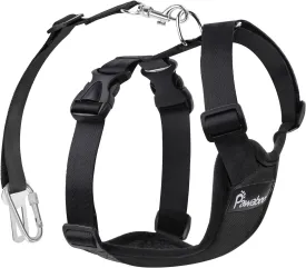 Pawaboo Adjustable Dog Safety Vest Harness with Seatbelt, Dog Seat Belt Harness for Car with Vehicle Connector Strap, Breathable Dog Seatbelt Safety Tether for Small Medium Large Pet, XL, Black
