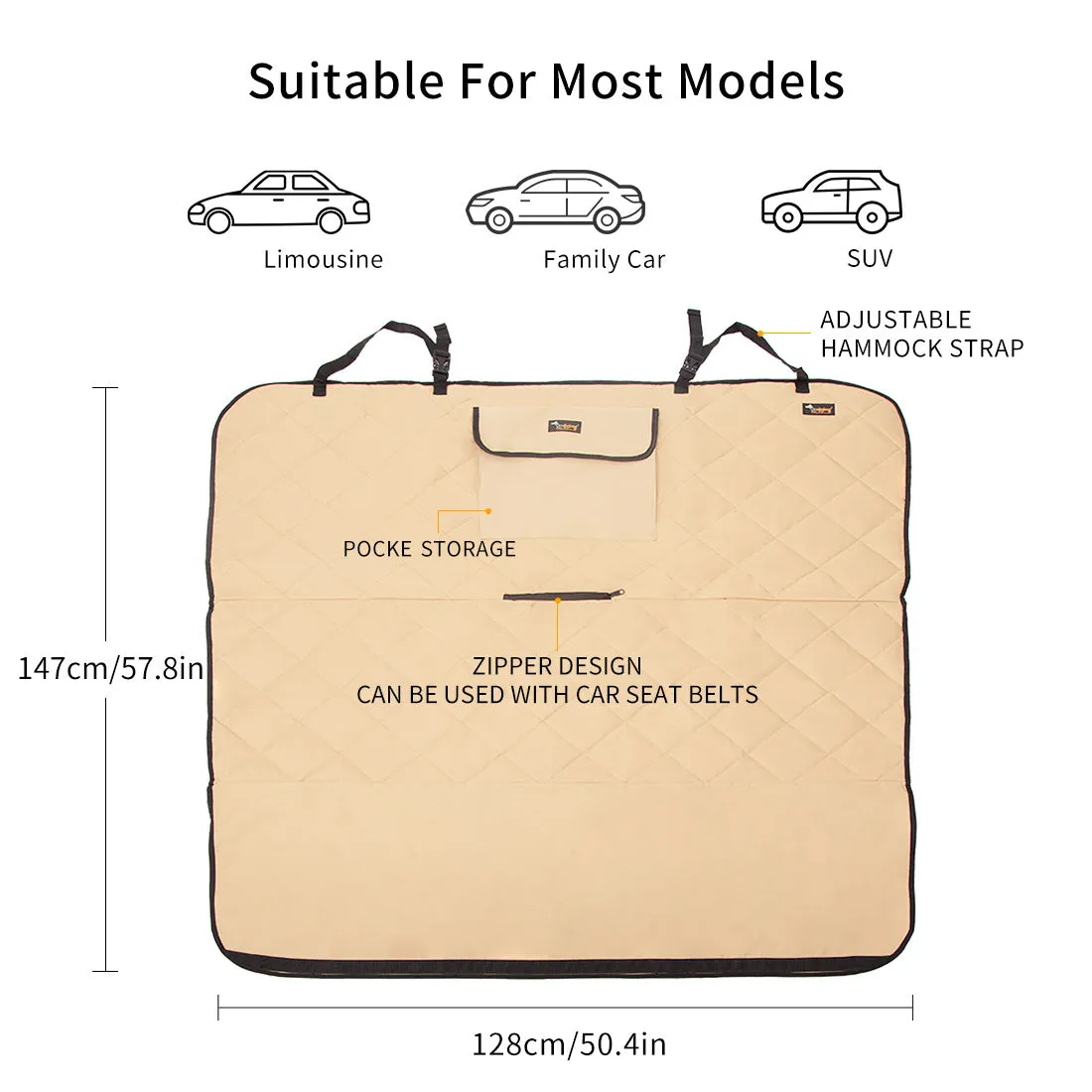 Pet Car Rear Back Seat Cover NonSlip Protector Mat Cat Dog Pet 147*128CM SUV Pad