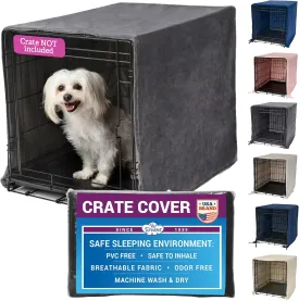 Pet Dreams Dog Crate Cover - Breathable Fabric Kennel Topper for Single-Door Crates, Fits iCrate Dog Cages 18, 24, 30, 36, 42, 48 Inches (Grey, X Large, 42")