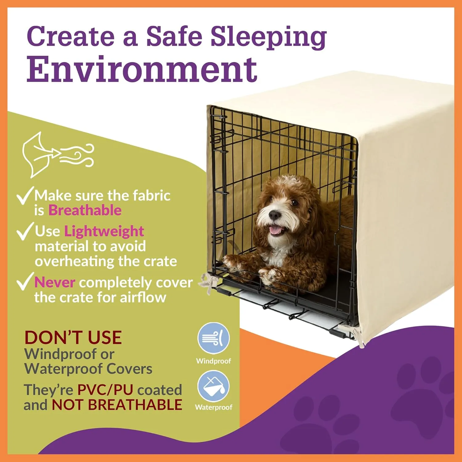 Pet Dreams Dog Crate Cover - Breathable Fabric Kennel Topper for Single-Door Crates, Fits iCrate Dog Cages 18, 24, 30, 36, 42, 48 Inches (Grey, X Large, 42")
