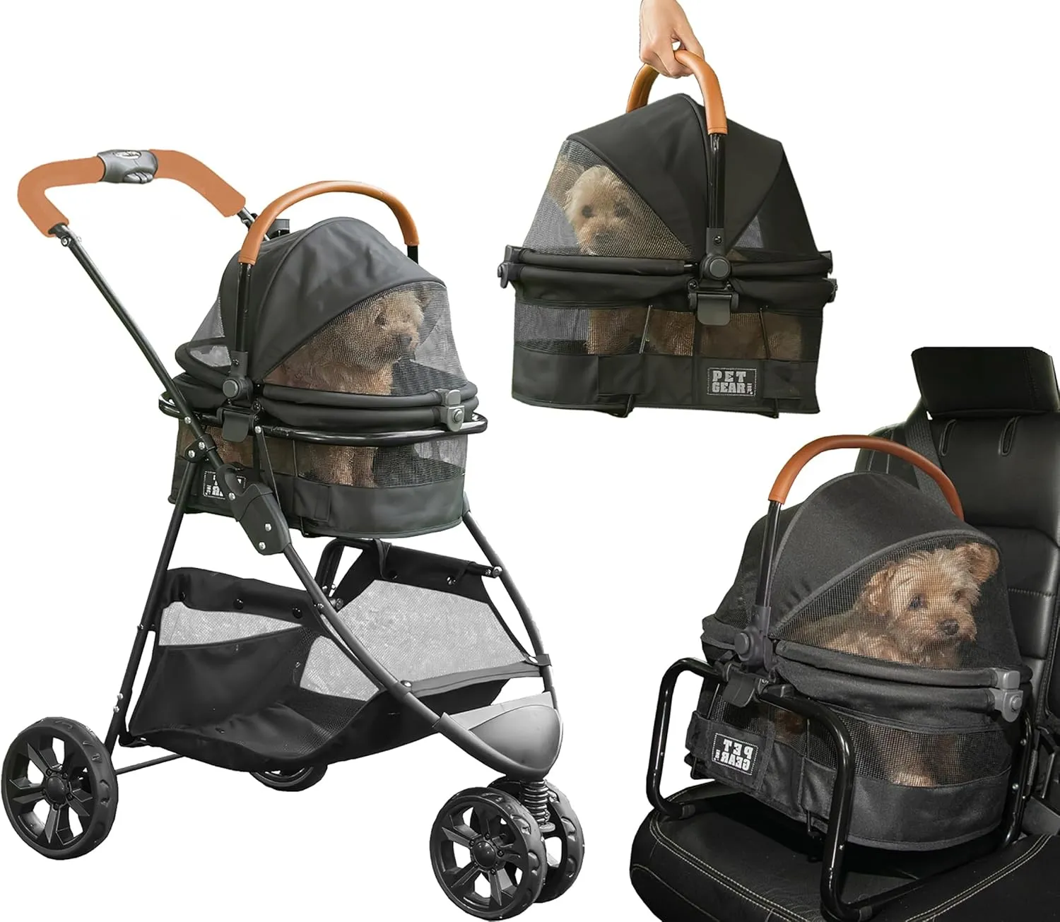 Pet Gear, A Vermont Family Owned Company Since 1936, 3-in-1 Travel System, View 360 Stroller Converts to Carrier and Booster Seat with Easy Click N Go Technology, for Small Dogs & Cats, 4 Colors