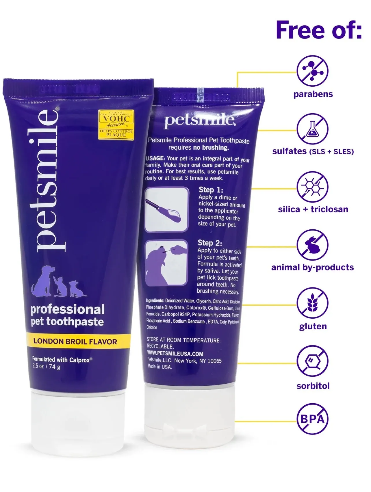 Petsmile - #1 Vet Dentist Recommended Toothpaste for Dog and Cat, London Broil, 2.5oz | 4.2oz