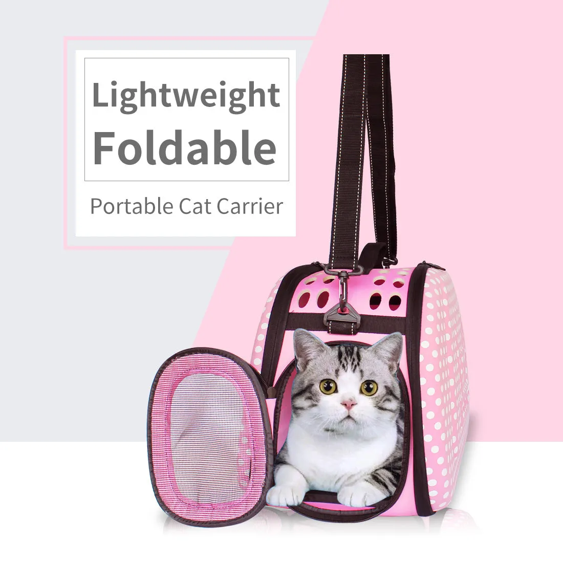 Polka Dot Foldable Pet Carrier Bag Soft Dog Crate Cat Cage Kennel Tent House