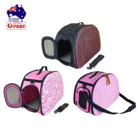 Polka Dot Foldable Pet Carrier Bag Soft Dog Crate Cat Cage Kennel Tent House