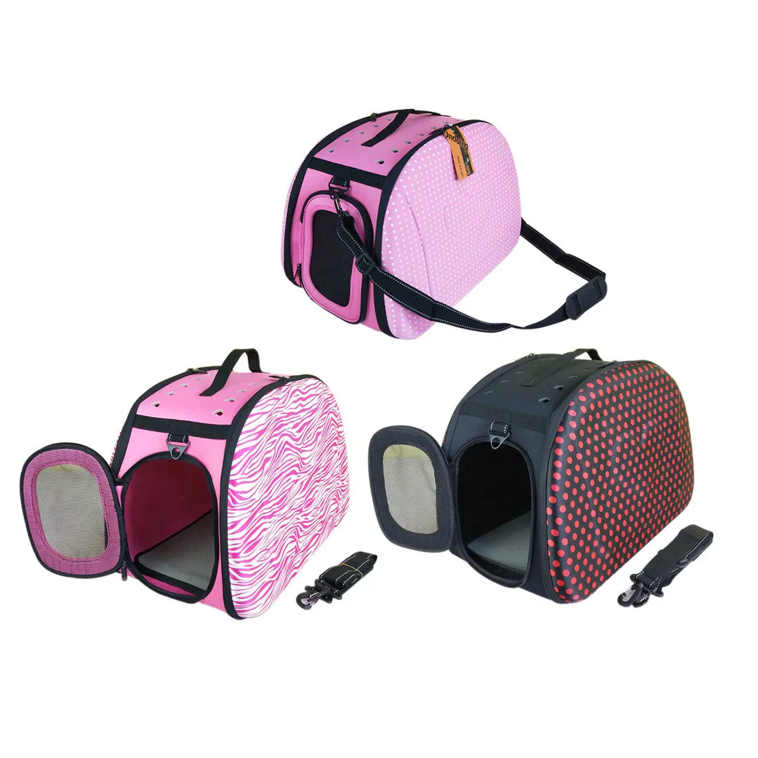 Polka Dot Foldable Pet Carrier Bag Soft Dog Crate Cat Cage Kennel Tent House