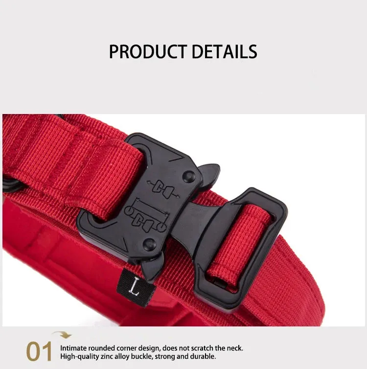 Reflective Nylon Dog Collar and Leash Set for Large Dogs - Tactical Training Gear