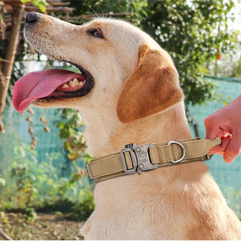 Reflective Nylon Dog Collar and Leash Set for Large Dogs - Tactical Training Gear