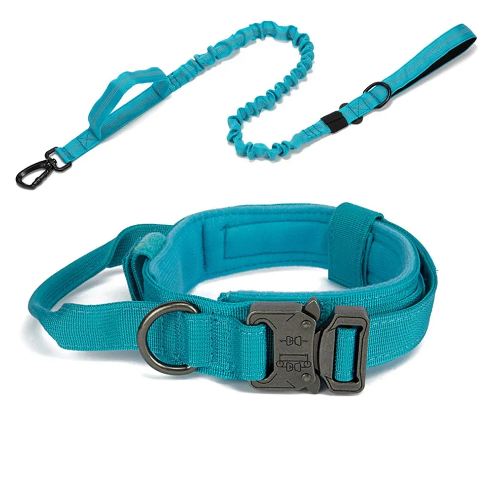 Reflective Nylon Dog Collar and Leash Set for Large Dogs - Tactical Training Gear