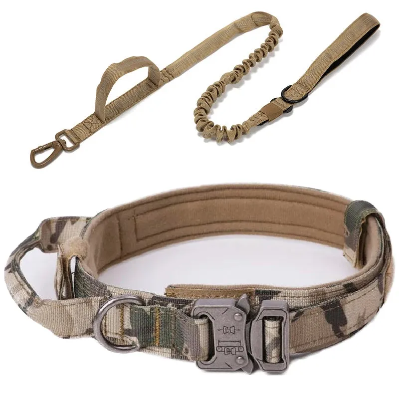 Reflective Nylon Dog Collar and Leash Set for Large Dogs - Tactical Training Gear