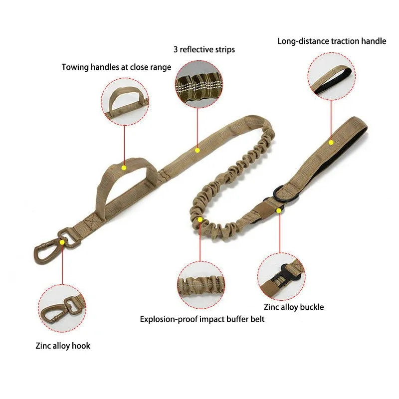 Reflective Nylon Dog Collar and Leash Set for Large Dogs - Tactical Training Gear