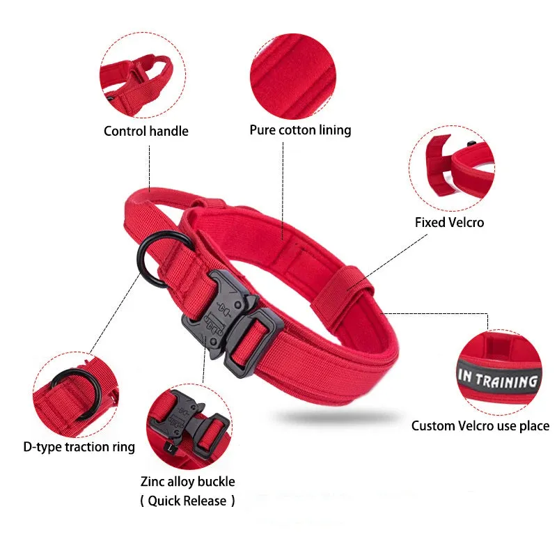 Reflective Nylon Dog Collar and Leash Set for Large Dogs - Tactical Training Gear