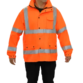 Safety Jacket Hi Vis Parka Breathable Waterproof Hooded Orange