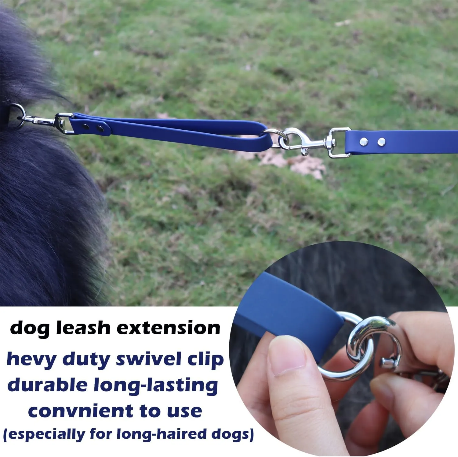 Short Dog Leash - Waterproof Dogs Leashes Traffic Pet Lead Training Dog Leads Handle 2 Pack (Blue, 10 inch)