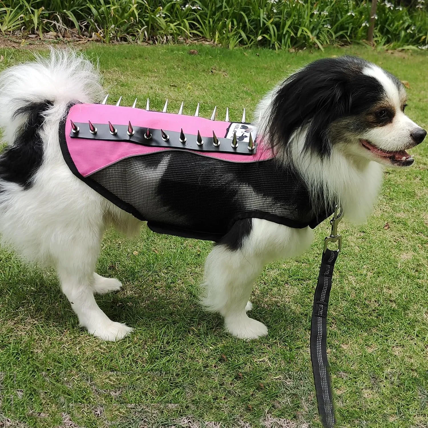 Spike Mesh Dog Harness Jacket - Summer Reflective Waterproof Coat for Small to Large Dogs - Pink Medium