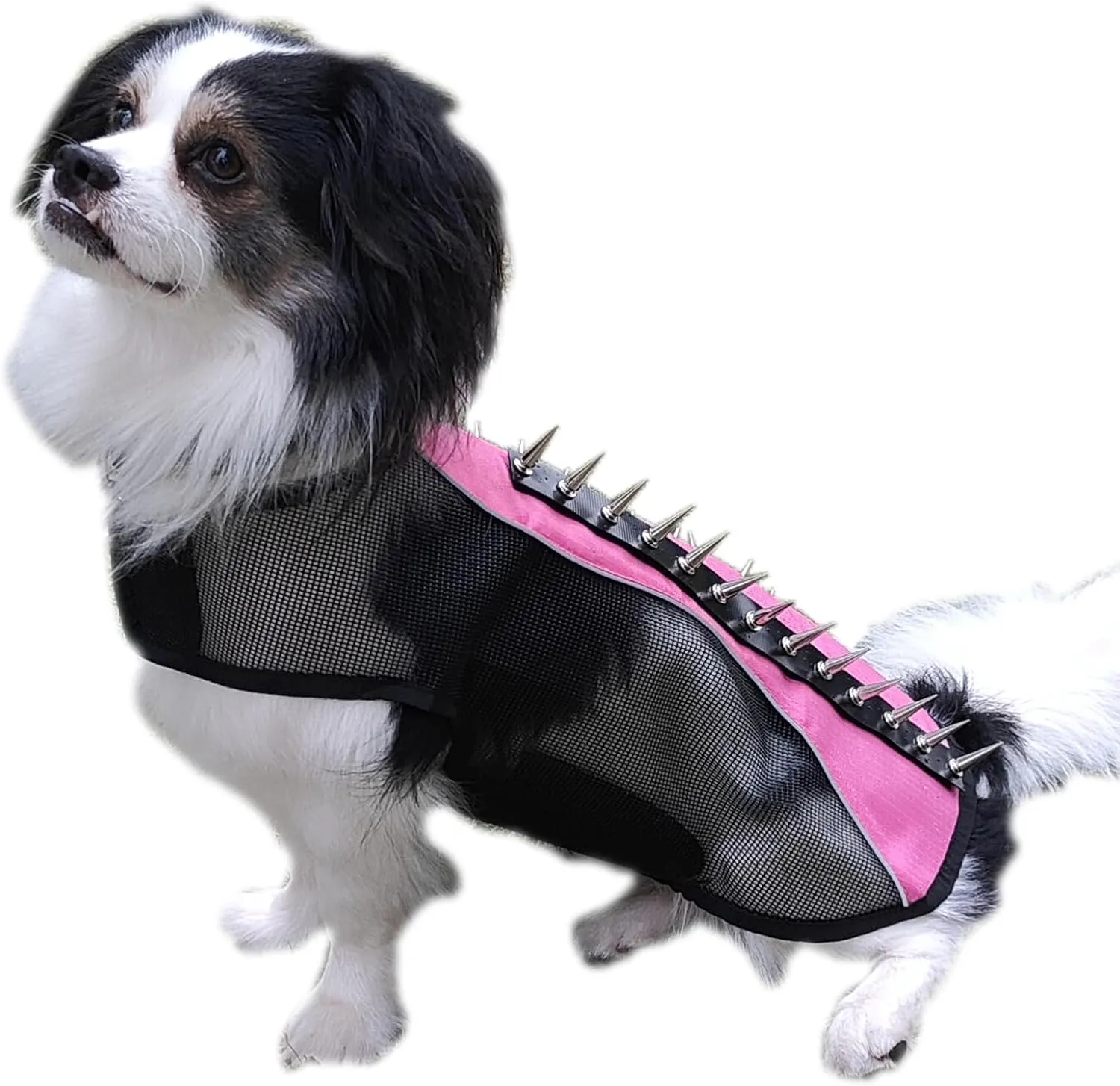 Spike Mesh Dog Harness Jacket - Summer Reflective Waterproof Coat for Small to Large Dogs - Pink Medium