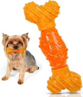 SPOT Bam-Bones Dental Bone - Made with Bamboo Fiber and a Massaging Rubber Center, Durable Oral Care Dog Chew for Light Chewers & Teething Puppies Under 25lbs, 6in Allergen Free Peanut Butter Flavor