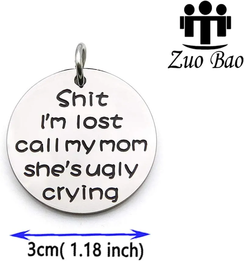 Zuo Bao Funny Dog Cat Pet ID Tag Shit I'm Lost Call My Mom She's Ugly Crying Stainless Steel Pet Tags